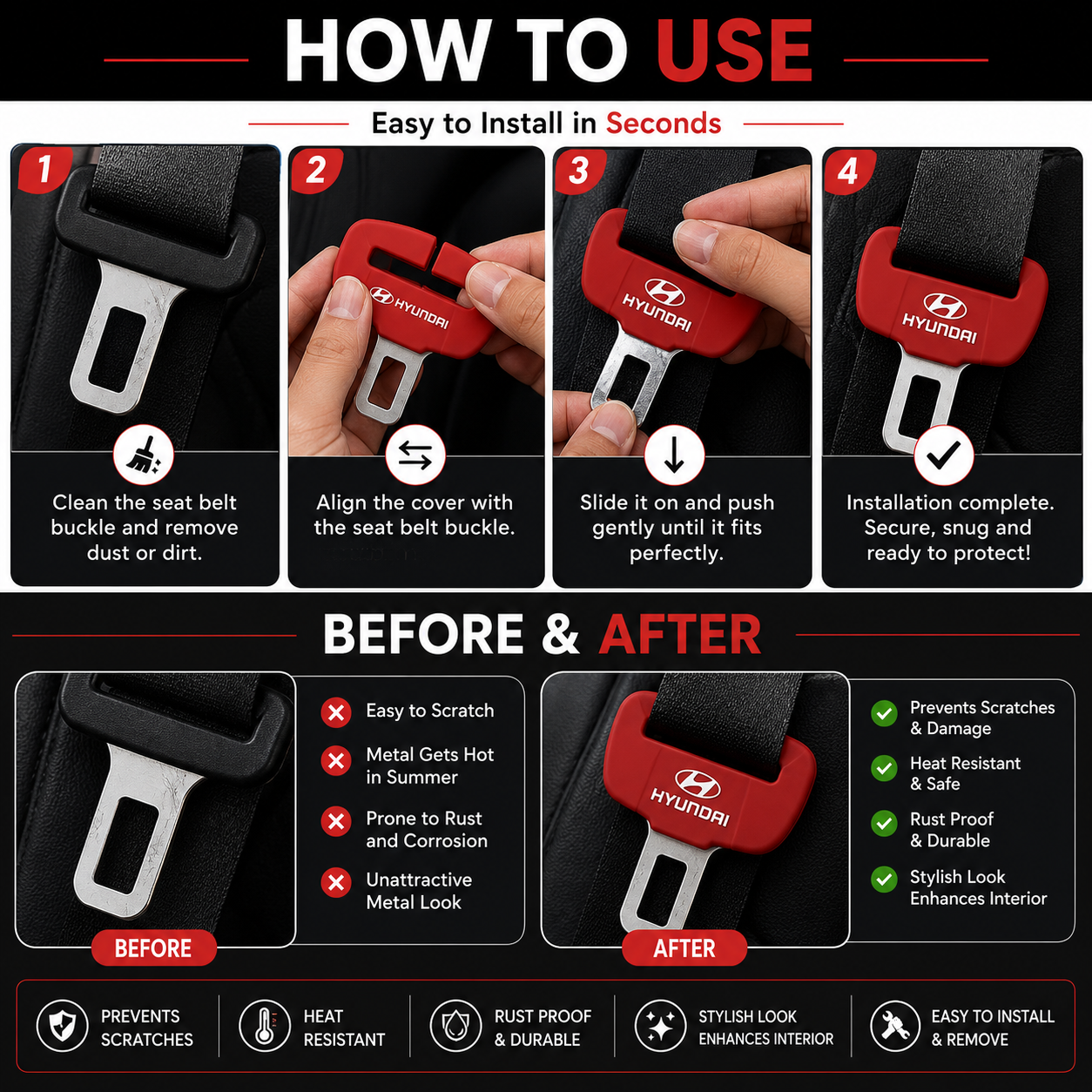 Hot Sale 50% OFF Car Seat Belt Clip Silicon Cover 2PCS