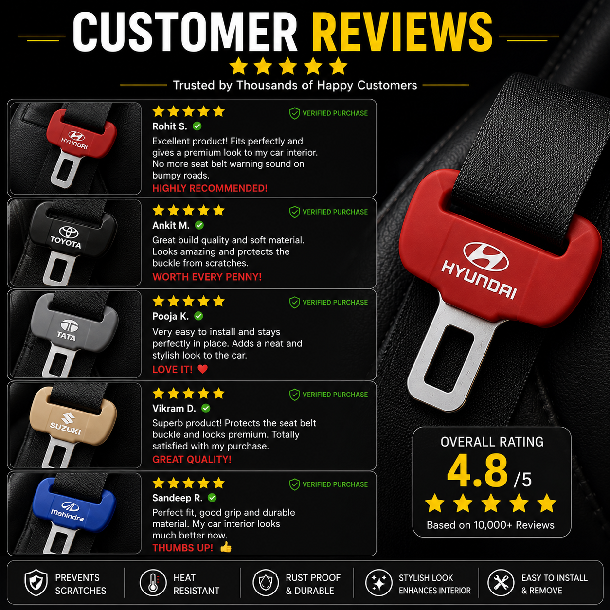 Hot Sale 50% OFF Car Seat Belt Clip Silicon Cover 2PCS