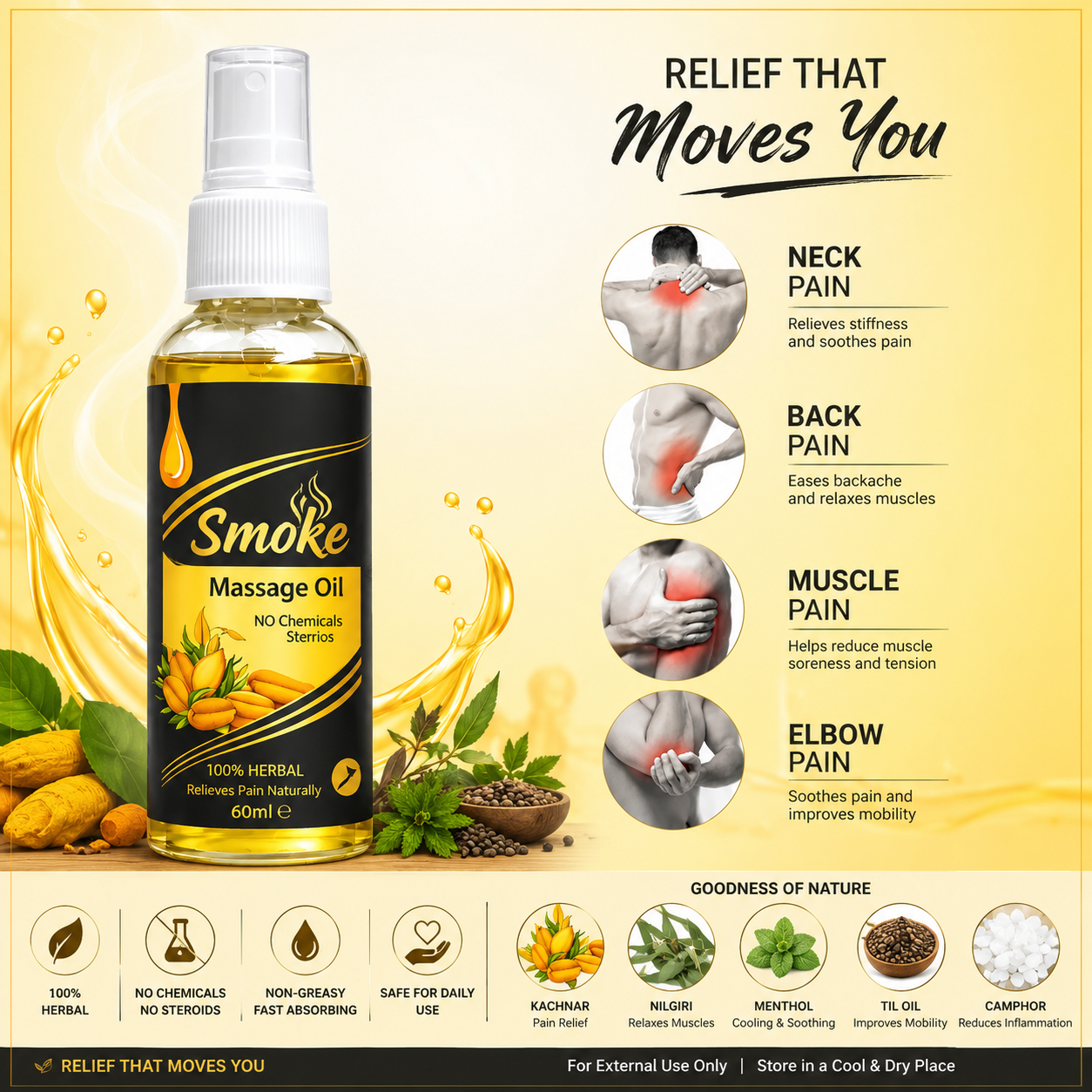 Smoke Massage Pain Relief Oil (Not Oil Only Magic😉)