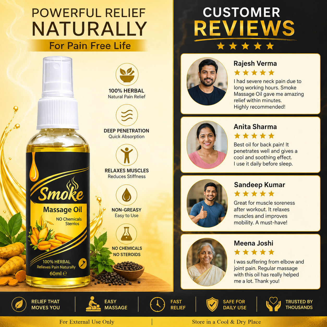 Smoke Massage Pain Relief Oil (Not Oil Only Magic😉)