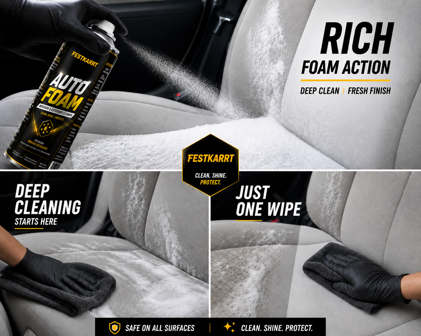 India's #1 Foam-Based Car Interior Cleaner Spray (Buy 1 Get 1 Free)